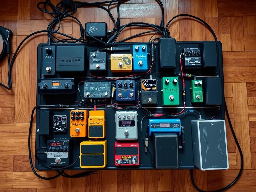 Pedalboard efek gitar sebagai pendukung alat musik band lengkap Pedalboard efek gitar sebagai pendukung alat musik band lengkap